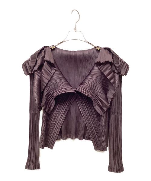 PLEATS PLEASE（プリーツプリーズ）PLEATS PLEASE (プリーツプリーズ) 長袖カーディガン ブラウン サイズ:3の古着・服飾アイテム