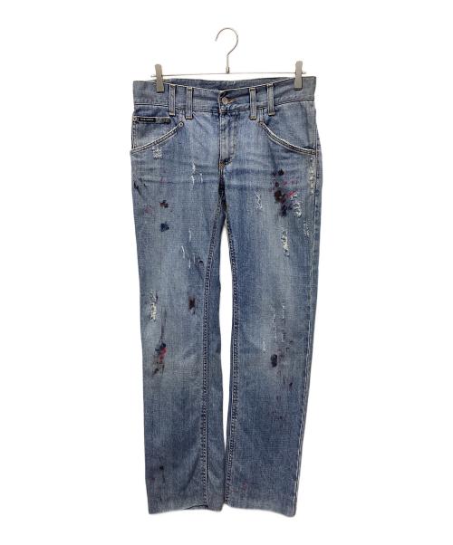 DOLCE & GABBANA（ドルチェ＆ガッバーナ）DOLCE & GABBANA (ドルチェ＆ガッバーナ) ダメージ加工デニムパンツ ブルー サイズ:44の古着・服飾アイテム