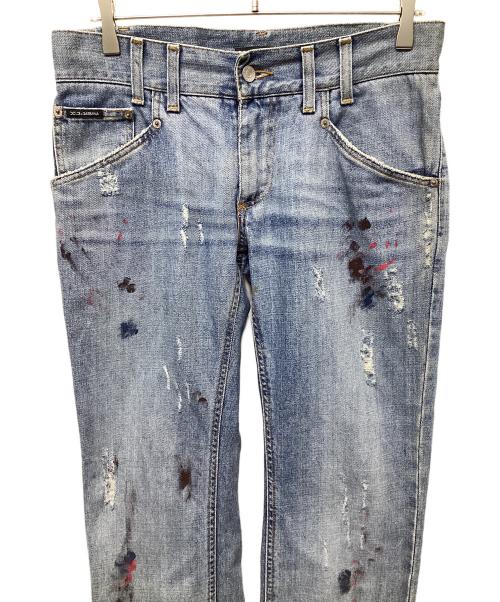 DOLCE & GABBANA（ドルチェ＆ガッバーナ）DOLCE & GABBANA (ドルチェ＆ガッバーナ) ダメージ加工デニムパンツ ブルー サイズ:44の古着・服飾アイテム