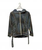 REFLEMレフレム）の古着「顔料加工ハイネックデニムパーカー」｜ブルー