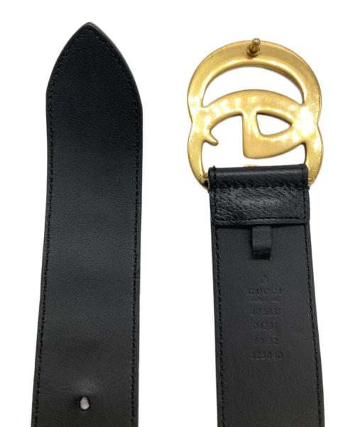 GUCCI（グッチ）GUCCI (グッチ) ダブルGバックルレザーベルト ブラックの古着・服飾アイテム