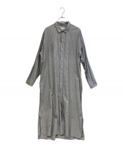 中古・古着通販】ARMEN (アーメン) リネンエプロンワンピース ブラック