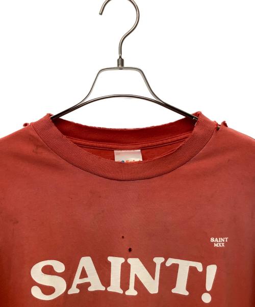 SAINT MICHAEL（セントマイケル）SAINT MICHAEL (セントマイケル) ヴィンテージ加工プリントTシャツ レッド サイズ:XLの古着・服飾アイテム