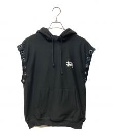 stussy×eYe COMME des GARCONS JUNYAWATANABE MAN（ステューシー×アイ コム デ ギャルソン ジュンヤ ワタナベ マン）の古着「ノースリーブカスタムプルオーバーパーカー」｜ブラック