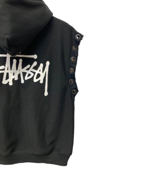 stussy（ステューシー）stussy (ステューシー) eYe COMME des GARCONS JUNYAWATANABE MAN (アイ コム デ ギャルソン ジュンヤ ワタナベ マン) ノースリーブカスタムプルオーバーパーカー ブラック サイズ:Mの古着・服飾アイテム