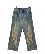 SUPPLIERサプライヤー）の古着「Tribal Leather Patch Baggy Denim」｜インディゴ