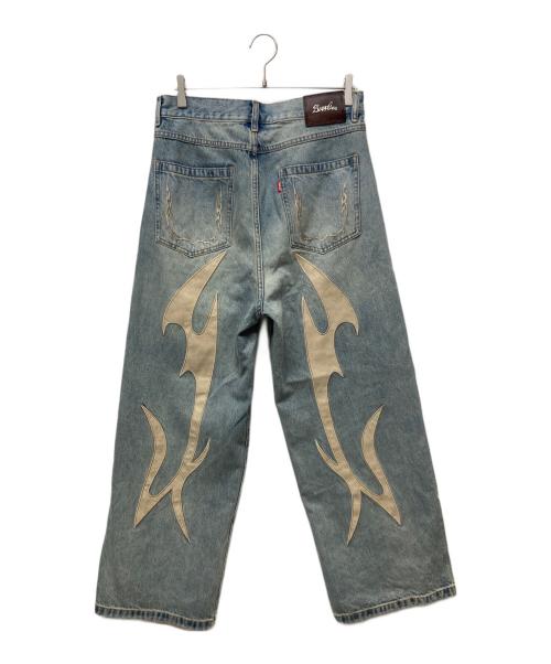 SUPPLIER（サプライヤー）SUPPLIER (サプライヤー) Tribal Leather Patch Baggy Denim インディゴ サイズ:Ｌの古着・服飾アイテム