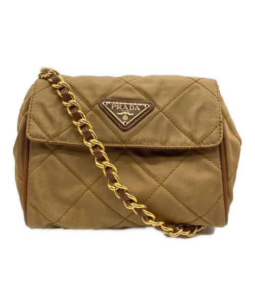 PRADA（プラダ）PRADA (プラダ) キルティングショルダーポーチ ブラウンの古着・服飾アイテム