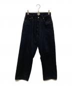 goldゴールド）の古着「RECYCLED WASTE SUVIN COTTON YARN 11.5oz DENIM 5POCKET WIDE PANTS」｜ブラック