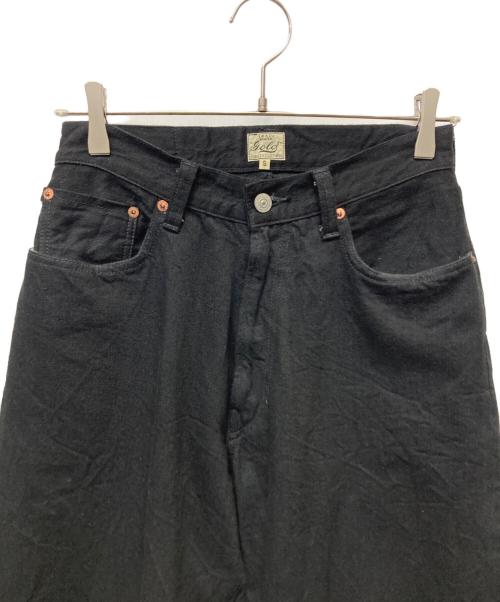 gold（ゴールド）GOLD (ゴールド) RECYCLED WASTE SUVIN COTTON YARN 11.5oz DENIM 5POCKET WIDE PANTS ブラック サイズ:Sの古着・服飾アイテム