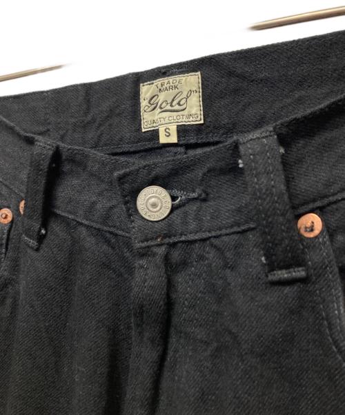 gold（ゴールド）GOLD (ゴールド) RECYCLED WASTE SUVIN COTTON YARN 11.5oz DENIM 5POCKET WIDE PANTS ブラック サイズ:Sの古着・服飾アイテム