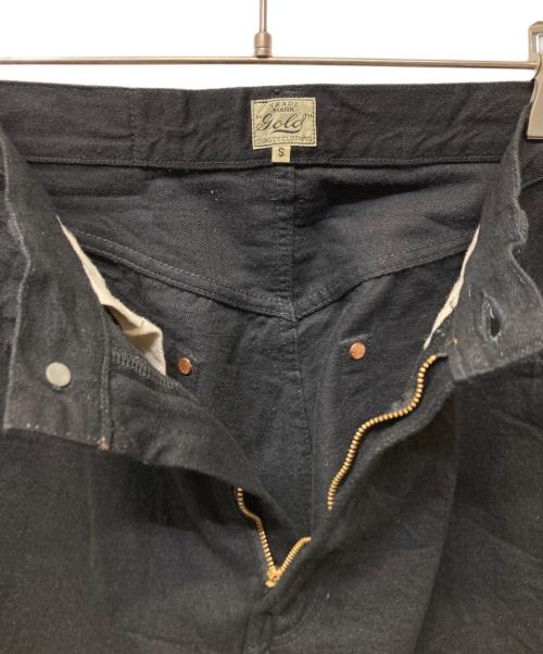 gold（ゴールド）GOLD (ゴールド) RECYCLED WASTE SUVIN COTTON YARN 11.5oz DENIM 5POCKET WIDE PANTS ブラック サイズ:Sの古着・服飾アイテム