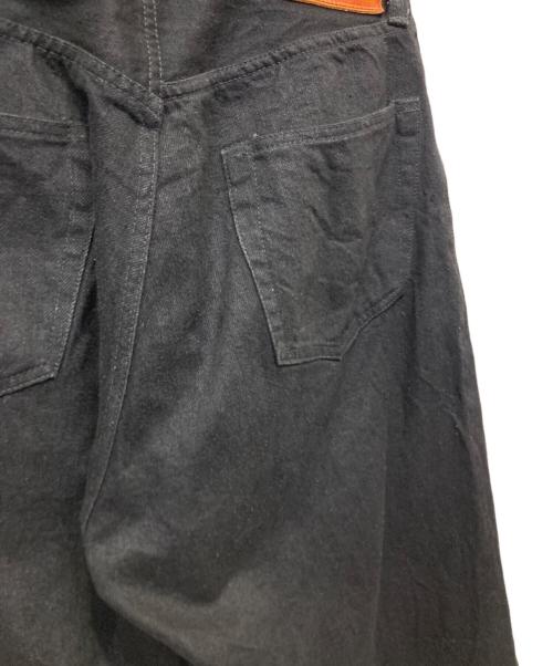 gold（ゴールド）GOLD (ゴールド) RECYCLED WASTE SUVIN COTTON YARN 11.5oz DENIM 5POCKET WIDE PANTS ブラック サイズ:Sの古着・服飾アイテム