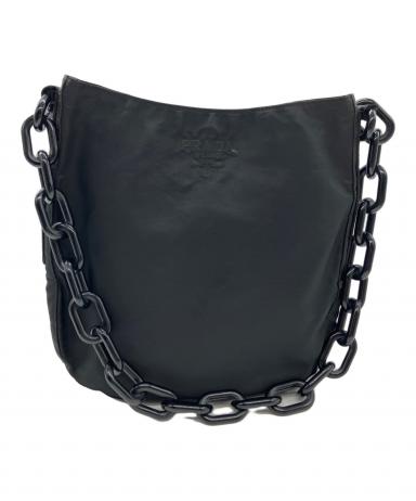 PRADA•テスートナイロンのブラックチェーンショルダーバッグ【希少】 1077002308747674_01_2313w.jpeg