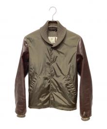 GUCCI（グッチ）の古着「レザー切替ナイロンブルゾン」｜ブラウン×カーキ