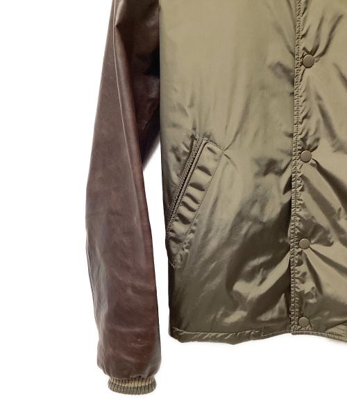GUCCI（グッチ）GUCCI (グッチ) レザー切替ナイロンブルゾン ブラウン×カーキ サイズ:44の古着・服飾アイテム