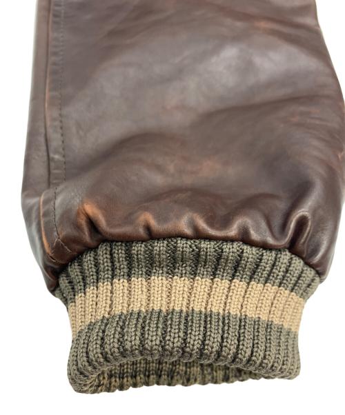 GUCCI（グッチ）GUCCI (グッチ) レザー切替ナイロンブルゾン ブラウン×カーキ サイズ:44の古着・服飾アイテム