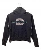 hazamaハザマ）の古着「ロゴ刺繍パーカー」｜ブラック