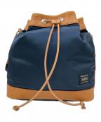 PORTERポーター）の古着「DRAWSTRINGBAG」｜ネイビー×ブラウン