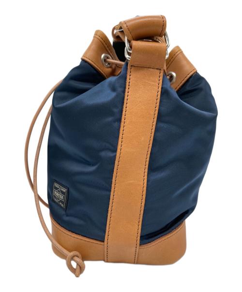 PORTER（ポーター）PORTER (ポーター) DRAWSTRINGBAG ネイビー×ブラウンの古着・服飾アイテム