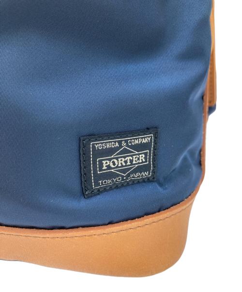 PORTER（ポーター）PORTER (ポーター) DRAWSTRINGBAG ネイビー×ブラウンの古着・服飾アイテム