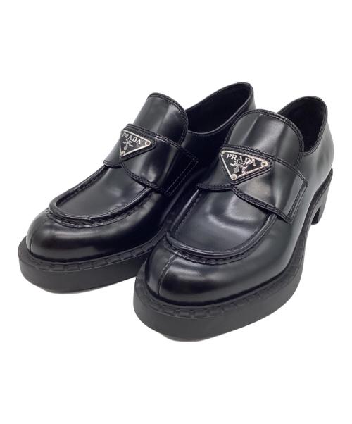 PRADA（プラダ）PRADA (プラダ) チョコレート ブラッシュドレザーローファー ブラック サイズ:36の古着・服飾アイテム