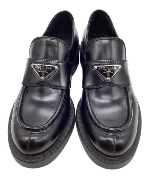 PRADA（プラダ）PRADA (プラダ) チョコレート ブラッシュドレザーローファー ブラック サイズ:36の古着・服飾アイテム