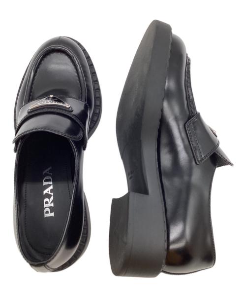 PRADA（プラダ）PRADA (プラダ) チョコレート ブラッシュドレザーローファー ブラック サイズ:36の古着・服飾アイテム
