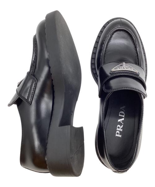 PRADA（プラダ）PRADA (プラダ) チョコレート ブラッシュドレザーローファー ブラック サイズ:36の古着・服飾アイテム