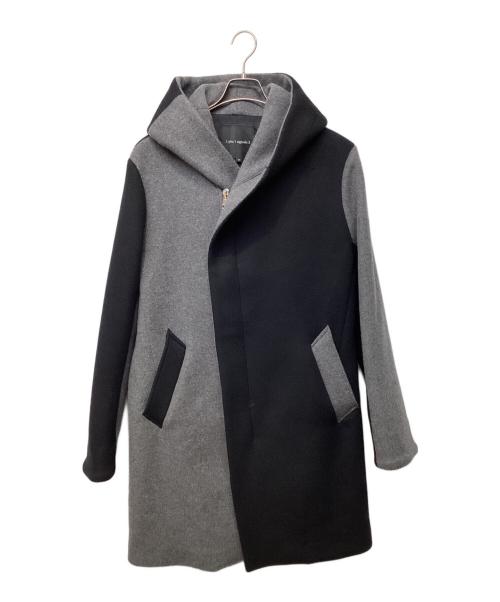 1piu1uguale3（ウノピュウノウグァーレトレ）1piu1uguale3 (ウノピュウノウグァーレトレ) CRAZY WRAP COAT ブラック×グレー サイズ:4の古着・服飾アイテム