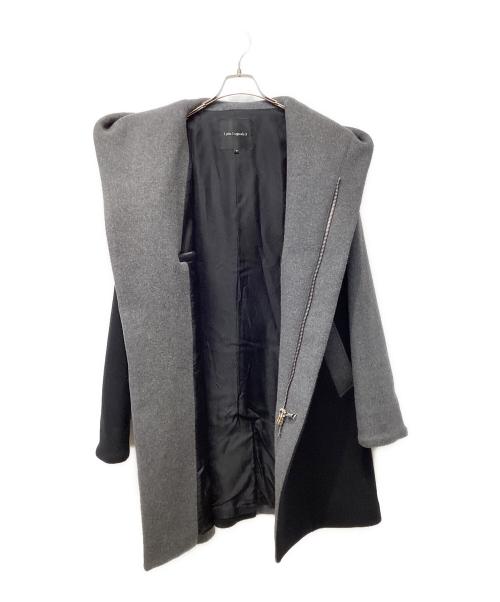 1piu1uguale3（ウノピュウノウグァーレトレ）1piu1uguale3 (ウノピュウノウグァーレトレ) CRAZY WRAP COAT ブラック×グレー サイズ:4の古着・服飾アイテム