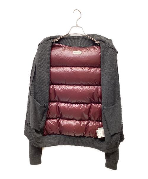 MONCLER（モンクレール）MONCLER (モンクレール) ダウンジャケット ボルドー×グレー サイズ:Lの古着・服飾アイテム