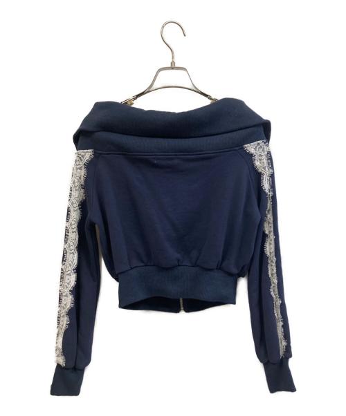 darich（ダーリッチ）darich (ダーリッチ) オフショルレーススウェット/スカートセット ネイビー サイズ:Freeの古着・服飾アイテム