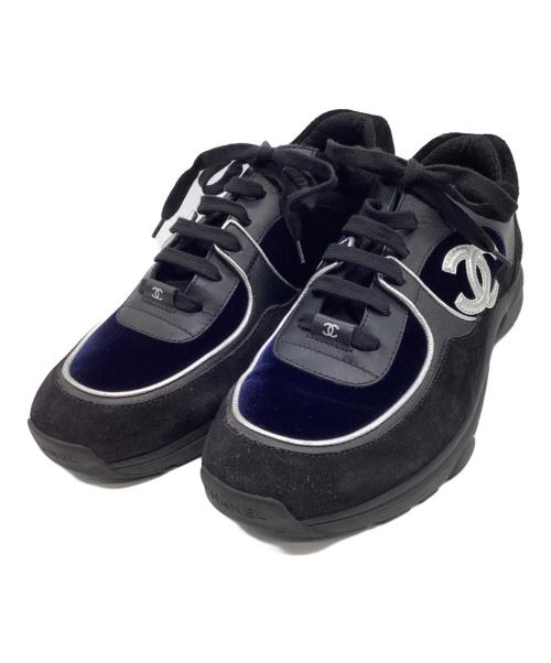 CHANEL（シャネル）CHANEL (シャネル) ローカットスニーカー ブラック×ネイビー サイズ:26cmの古着・服飾アイテム