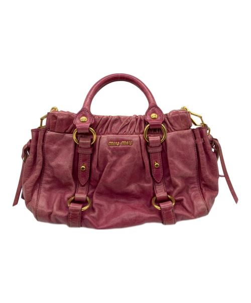 MIU MIU（ミュウミュウ）MIU MIU (ミュウミュウ) ２WAYレザーハンドバッグ ピンクの古着・服飾アイテム