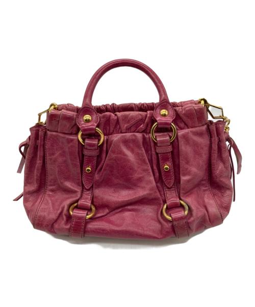 MIU MIU（ミュウミュウ）MIU MIU (ミュウミュウ) ２WAYレザーハンドバッグ ピンクの古着・服飾アイテム