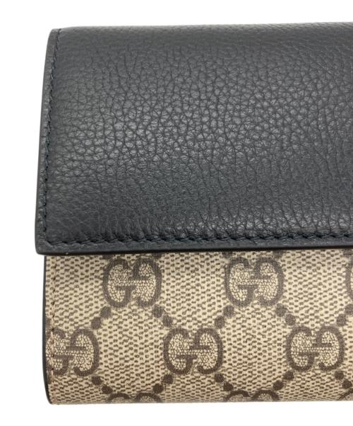 GUCCI（グッチ）GUCCI (グッチ) 2つ折り財布 ブラック×ベージュの古着・服飾アイテム