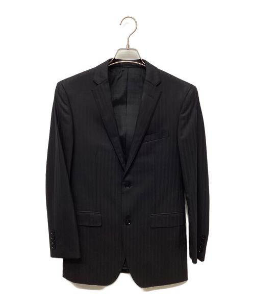 BURBERRY BLACK LABEL（バーバリーブラックレーベル）BURBERRY BLACK LABEL (バーバリーブラックレーベル) ウールストライプセットアップスーツ ブラック サイズ:36の古着・服飾アイテム