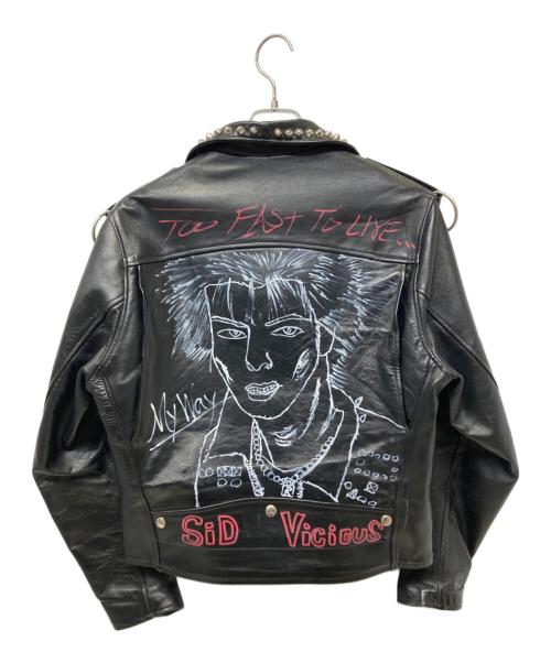666Leather Wear（シックスシックスシックスレザー）666Leather wear (シックスシックスシックスレザー) ライダースジャケット ブラック サイズ:38の古着・服飾アイテム