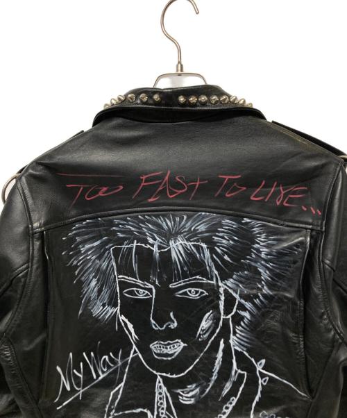 666Leather Wear（シックスシックスシックスレザー）666Leather wear (シックスシックスシックスレザー) ライダースジャケット ブラック サイズ:38の古着・服飾アイテム