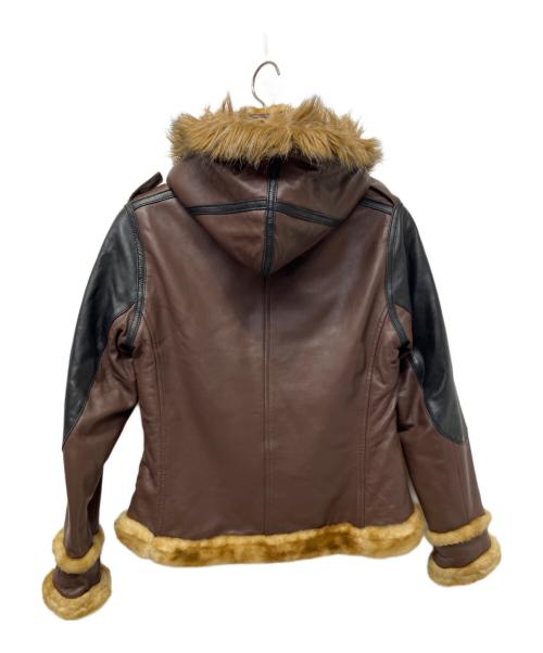 AVIREX（アヴィレックス）AVIREX (アヴィレックス) レザージャケット ブラック×ブラウン サイズ:Mの古着・服飾アイテム