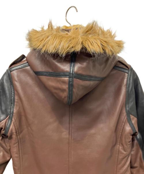 AVIREX（アヴィレックス）AVIREX (アヴィレックス) レザージャケット ブラック×ブラウン サイズ:Mの古着・服飾アイテム