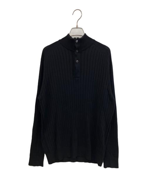 Salvatore Ferragamo（サルヴァトーレ フェラガモ）Salvatore Ferragamo (サルヴァトーレ フェラガモ) ニットポロシャツ ブラック サイズ:XLの古着・服飾アイテム