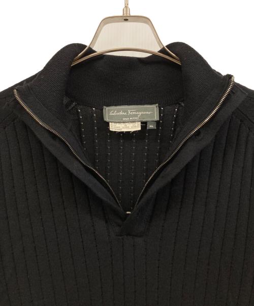 Salvatore Ferragamo（サルヴァトーレ フェラガモ）Salvatore Ferragamo (サルヴァトーレ フェラガモ) ニットポロシャツ ブラック サイズ:XLの古着・服飾アイテム
