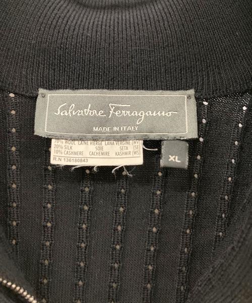 Salvatore Ferragamo（サルヴァトーレ フェラガモ）Salvatore Ferragamo (サルヴァトーレ フェラガモ) ニットポロシャツ ブラック サイズ:XLの古着・服飾アイテム