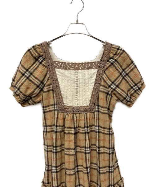 PINK HOUSE（ピンクハウス）PINK HOUSE (ピンクハウス) 半袖ワンピース ベージュ サイズ:Freeの古着・服飾アイテム