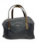 PRADAプラダ）の古着「テスート ナイロン ミニボストンバッグ BR2394」｜ブラック×ブラウン