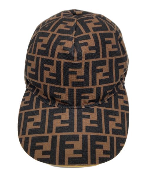 FENDI（フェンディ）FENDI (フェンディ) FFジャカードファブリック ベースボールキャップ ブラウン×ブラック サイズ:ＦＲＥＥの古着・服飾アイテム