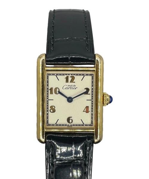 Cartier（カルティエ）Cartier MUST TANK SMALL MODEL VERMEIL/マストタンクSM ヴェルメイユ Ref.W1008354 シャンパンアラビアCC文字盤 サイズ:SM/スモール/15.0cm/20.5mm×27.5mmの古着・服飾アイテム