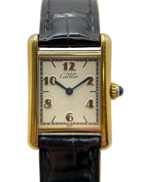 Cartier（カルティエ）Cartier MUST TANK SMALL MODEL VERMEIL/マストタンクSM ヴェルメイユ Ref.W1008354 シャンパンアラビアCC文字盤 サイズ:SM/スモール/15.0cm/20.5mm×27.5mmの古着・服飾アイテム